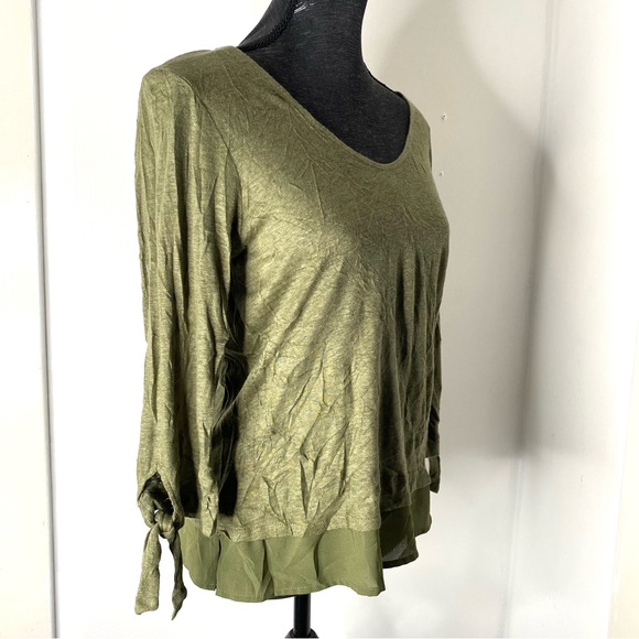 Sanctuary Sage Green Linen Tie Sleeve Top - Picture 7 of 9